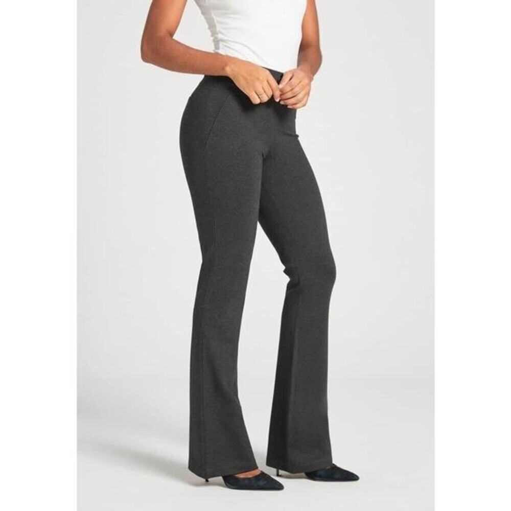 Betabrand Classic Dress Pant Yoga Pant Bootcut Charcoal Gray Medium Petite